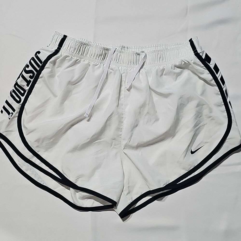 Nike Women’s Running Shorts Drawstring Elastic Waist White/Black, Size L